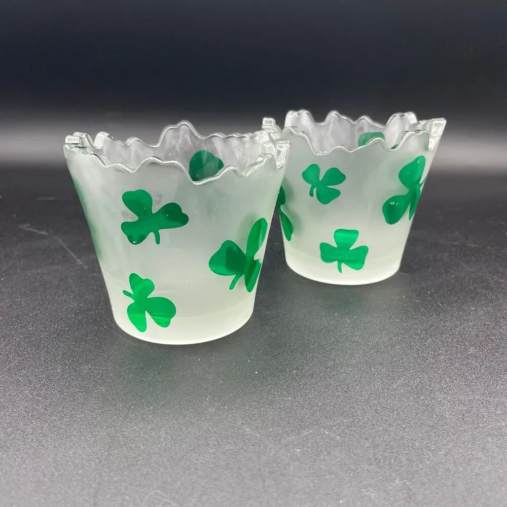Yankee Candle Frosted Glass Shamrock Votive Holder St. Patrick's Day Decor